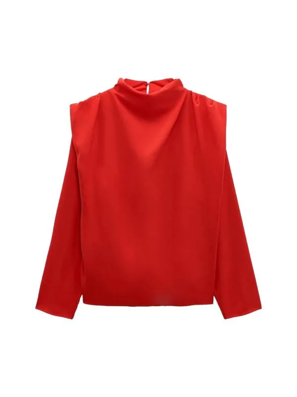 Bluză Zara S | Roșu, Normal, Mânecă lungă