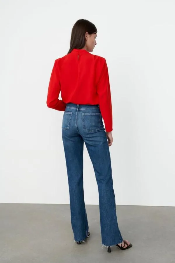 Bluză Zara S | Roșu, Normal, Mânecă lungă - Image 4