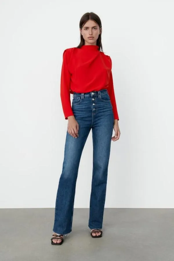 Bluză Zara S | Roșu, Normal, Mânecă lungă - Image 5