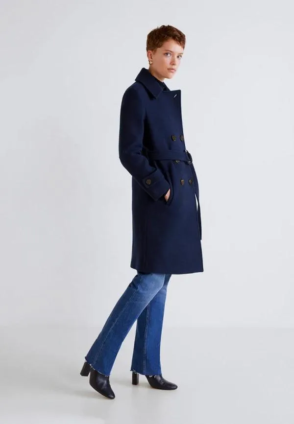 Palton din lână Mango EU 38 | Bleumarin, Fără glugă, Lână - Image 2