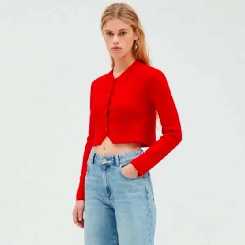 Cardigan Claudie Pierlot EU 38 | Roșu, Mânecă lungă, Bumbac - Image 8
