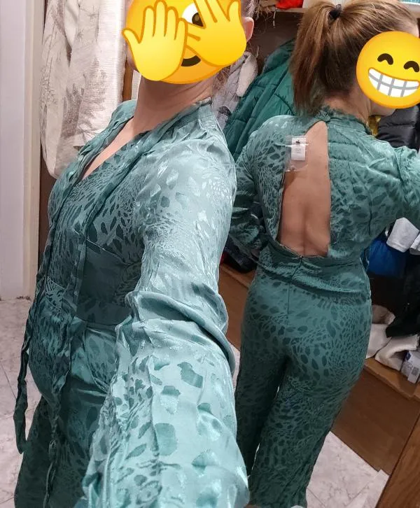 Salopetă Topshop EU 34 | Verde, Lungă, Mânecă lungă, Animal print, Vâscoză - Image 4