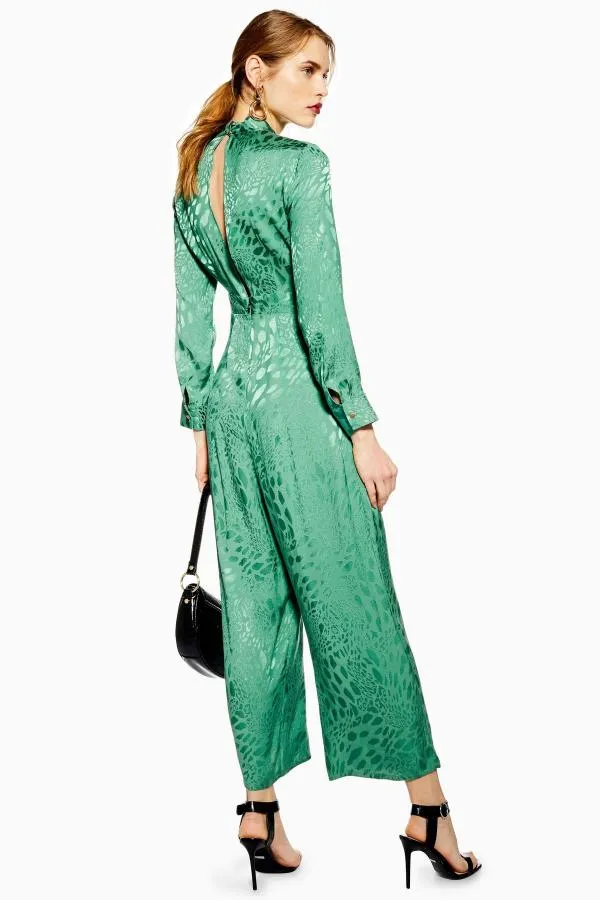 Salopetă Topshop EU 34 | Verde, Lungă, Mânecă lungă, Animal print, Vâscoză - Image 2