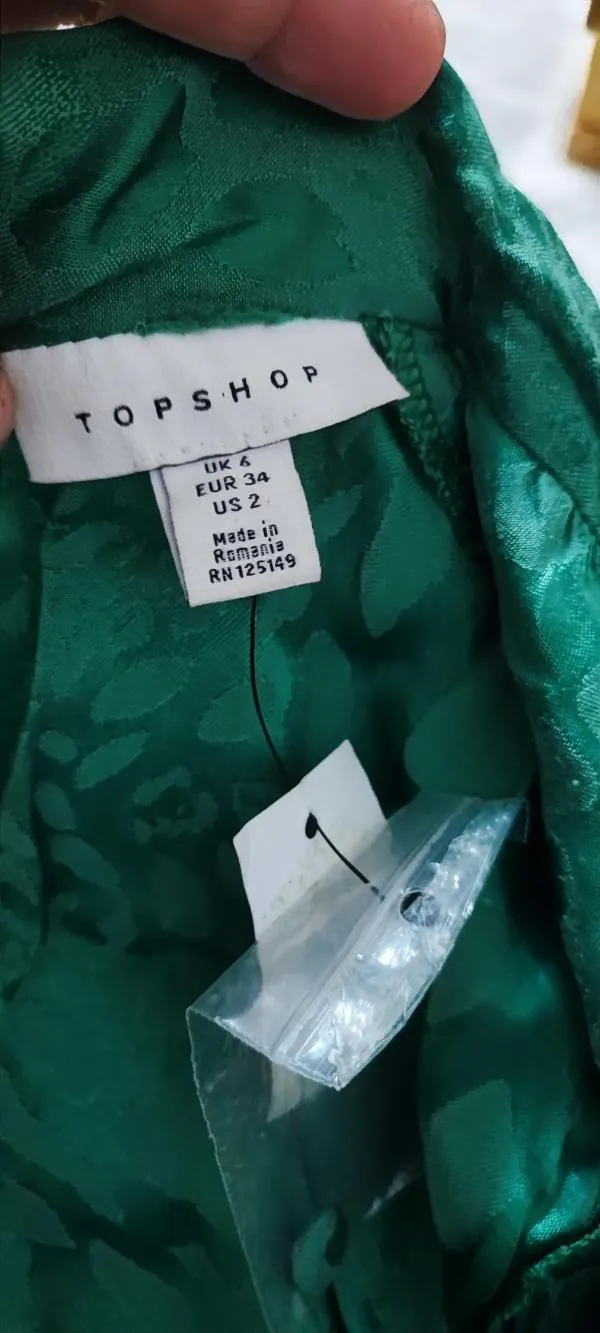 Salopetă Topshop EU 34 | Verde, Lungă, Mânecă lungă, Animal print, Vâscoză - Image 6