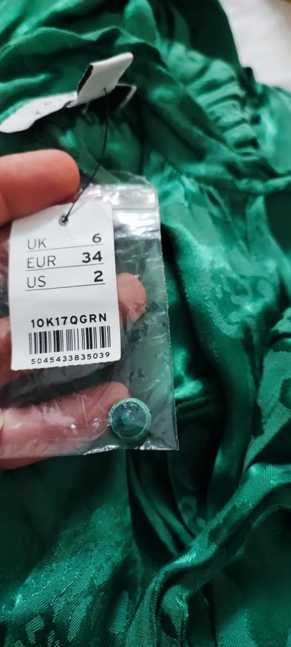 Salopetă Topshop EU 34 | Verde, Lungă, Mânecă lungă, Animal print, Vâscoză - Image 7