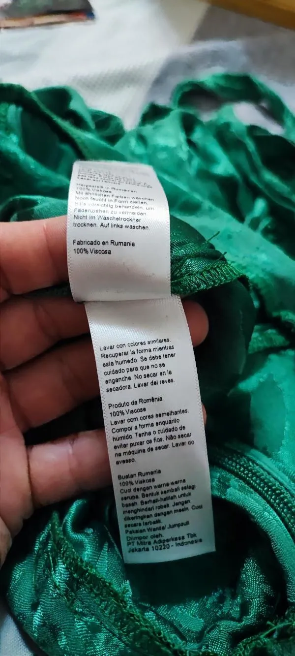 Salopetă Topshop EU 34 | Verde, Lungă, Mânecă lungă, Animal print, Vâscoză - Image 11