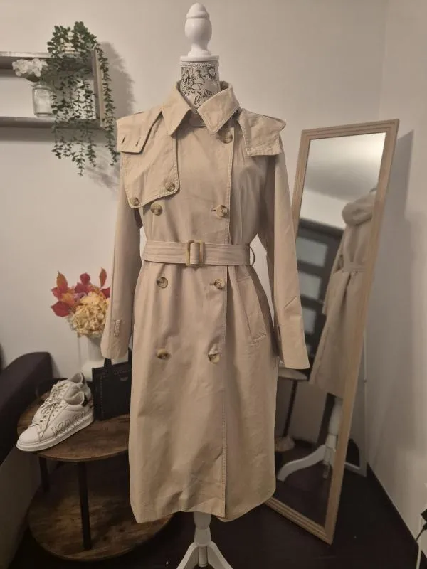 Trenci Mango M | Bej, Cu glugă detașabilă, Bumbac - Image 3