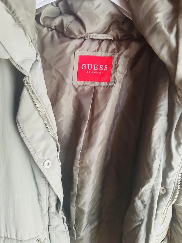 Geacă de iarnă Guess XS | Khaki, Cu glugă - Image 3