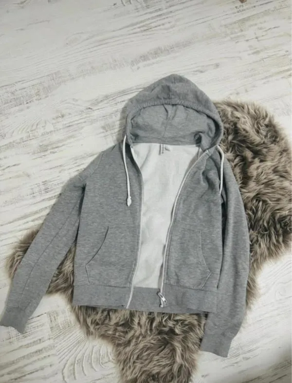 Hanorac H&M XS | Gri, Normal, Mânecă lungă, Bumbac