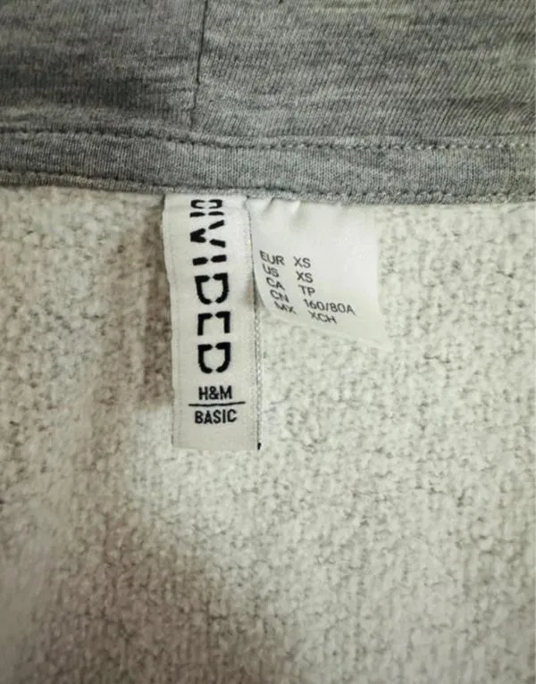 Hanorac H&M XS | Gri, Normal, Mânecă lungă, Bumbac - Image 2