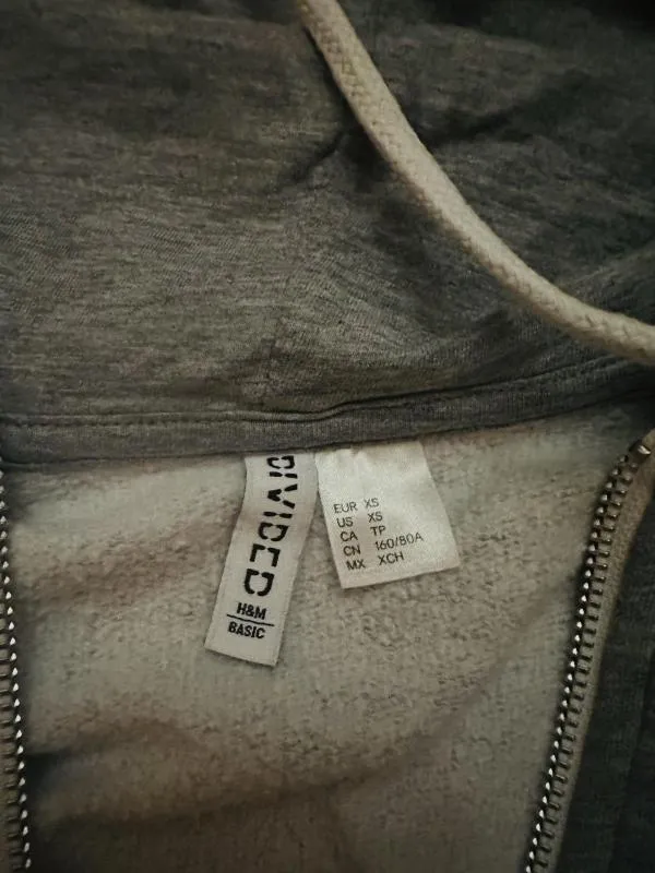 Hanorac H&M XS | Gri, Normal, Mânecă lungă, Bumbac - Image 3
