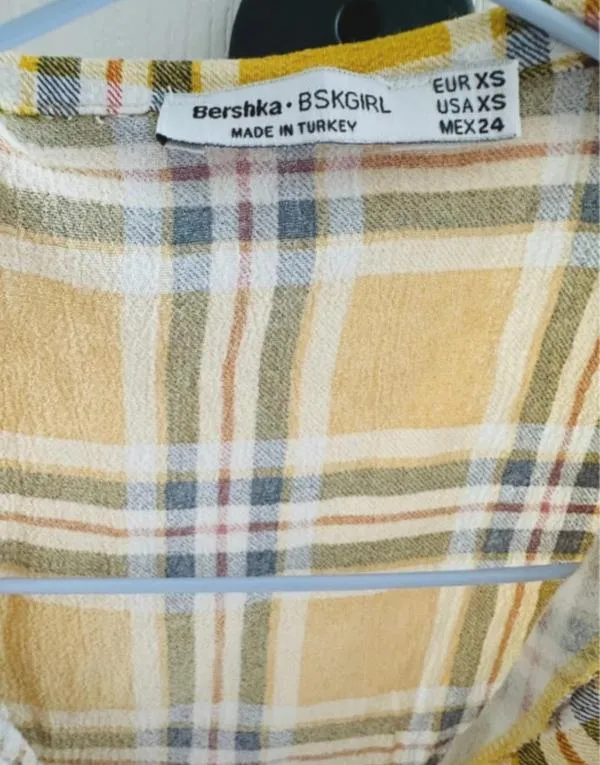 Cămașă Bershka XS | Galben, Normal, Mânecă lungă, Carouri - Image 5