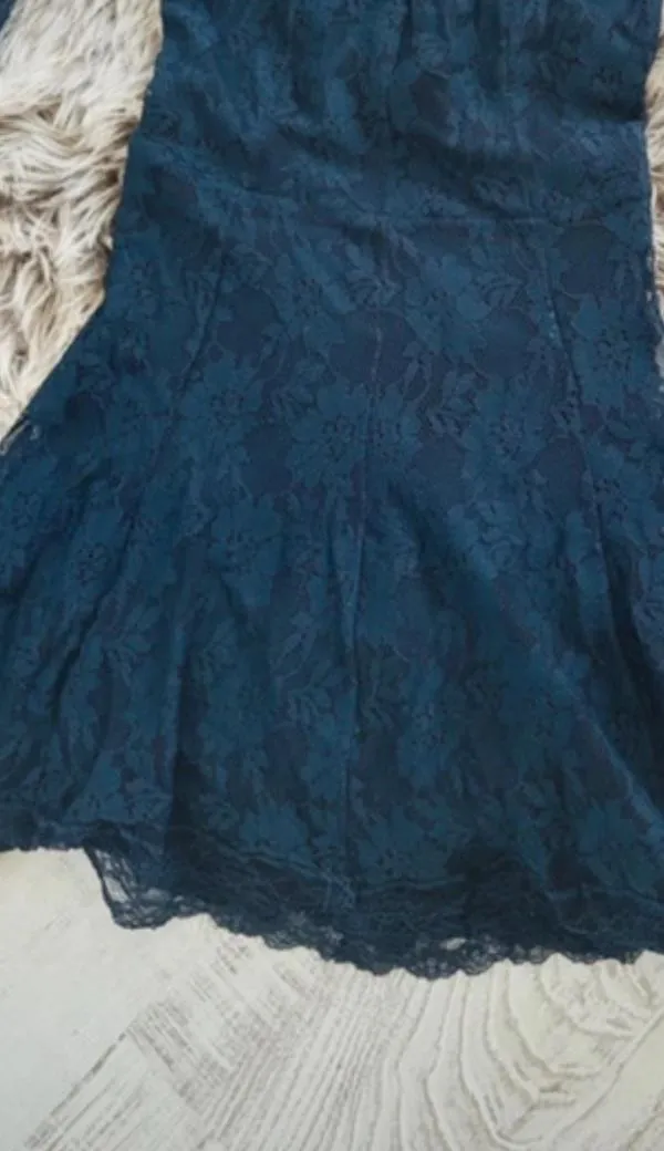 Rochie de ocazie Bershka M | Bleumarin, Mini, Mânecă trei sferturi, Floral & Tropical - Image 3