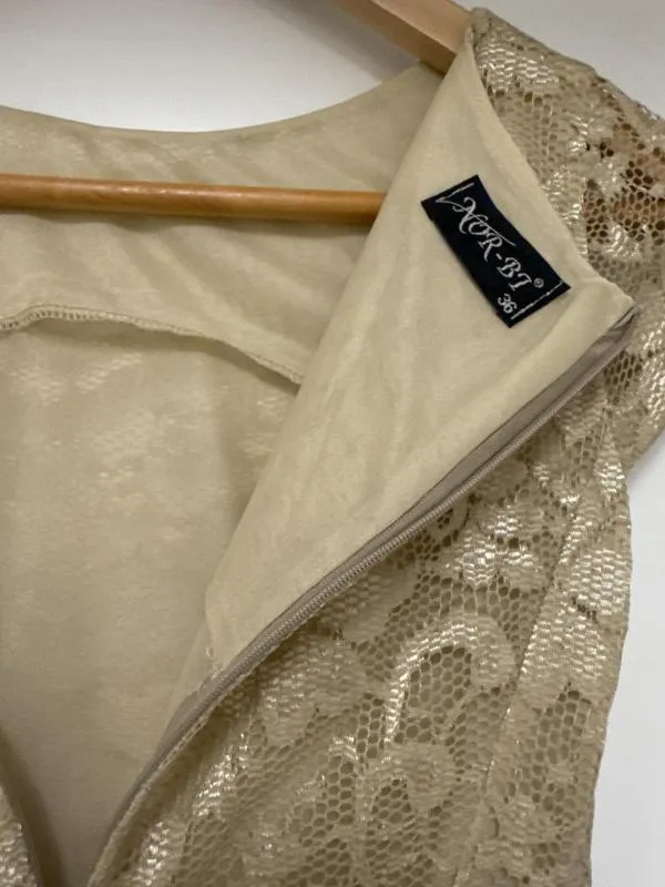 Rochie de seară Nor-Bi EU 36 | Auriu, Midi, Mânecă scurtă - Image 5