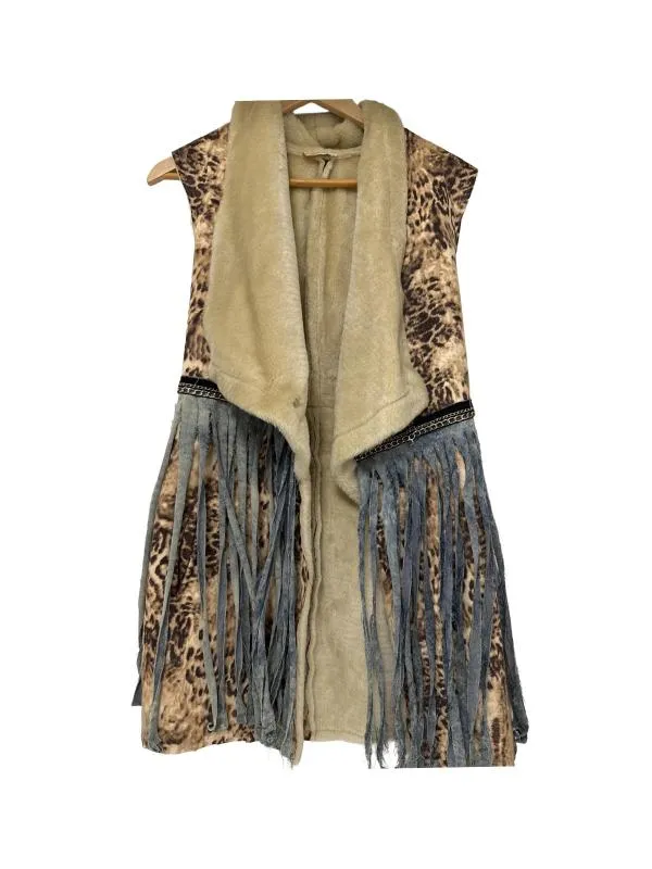 Vestă Ocassion EU 36 | Caramel, Animal print, Franjuri