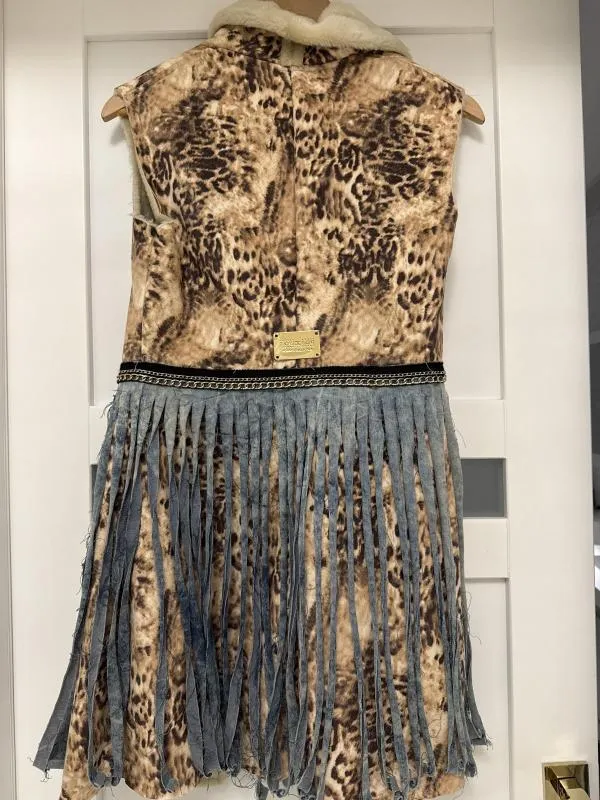 Vestă Ocassion EU 36 | Caramel, Animal print, Franjuri - Image 3