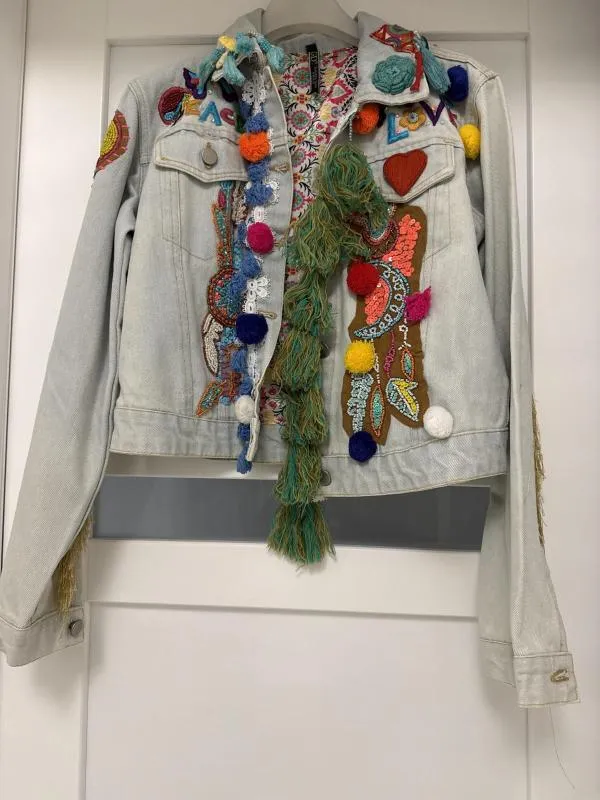Geacă din denim Golden Days Paris EU 36 | Bleu, Floral & Tropical, Dantelă, Denim - Image 2
