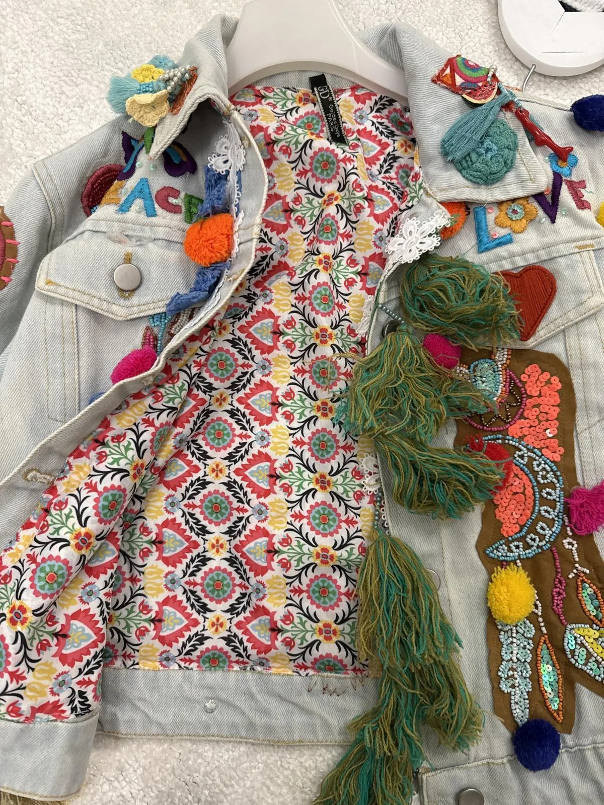 Geacă din denim Golden Days Paris EU 36 | Bleu, Floral & Tropical, Dantelă, Denim - Image 4