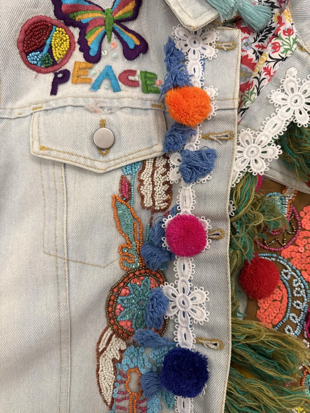 Geacă din denim Golden Days Paris EU 36 | Bleu, Floral & Tropical, Dantelă, Denim - Image 6