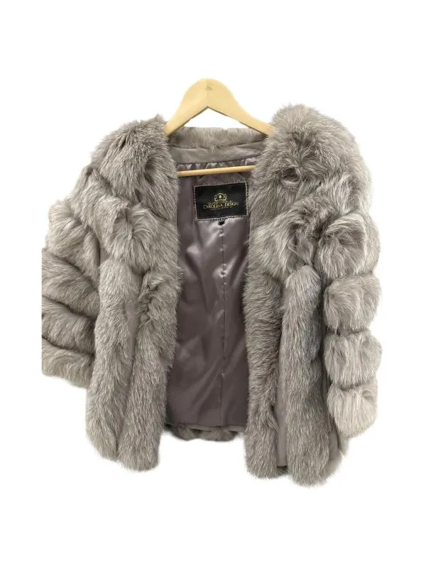 Geacă din blană Carolina Design S | Gri, Fără glugă, Blană naturală