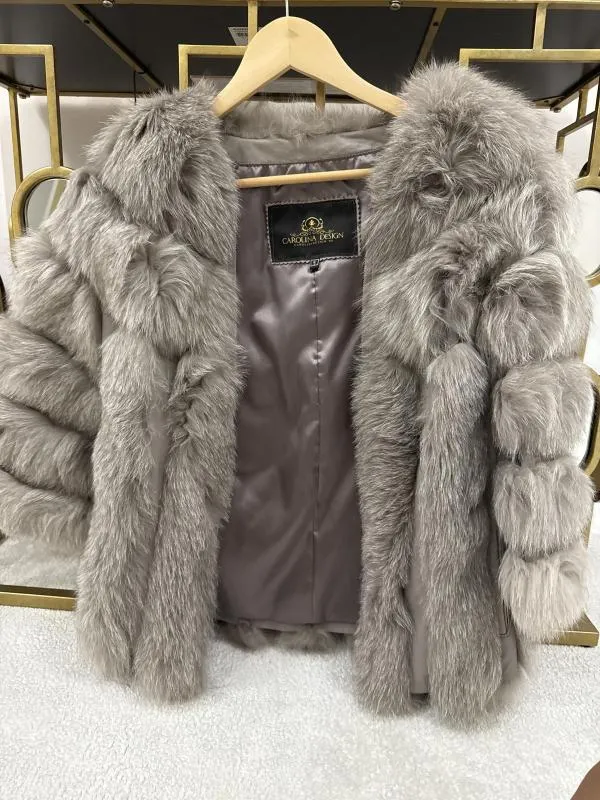 Geacă din blană Carolina Design S | Gri, Fără glugă, Blană naturală - Image 2