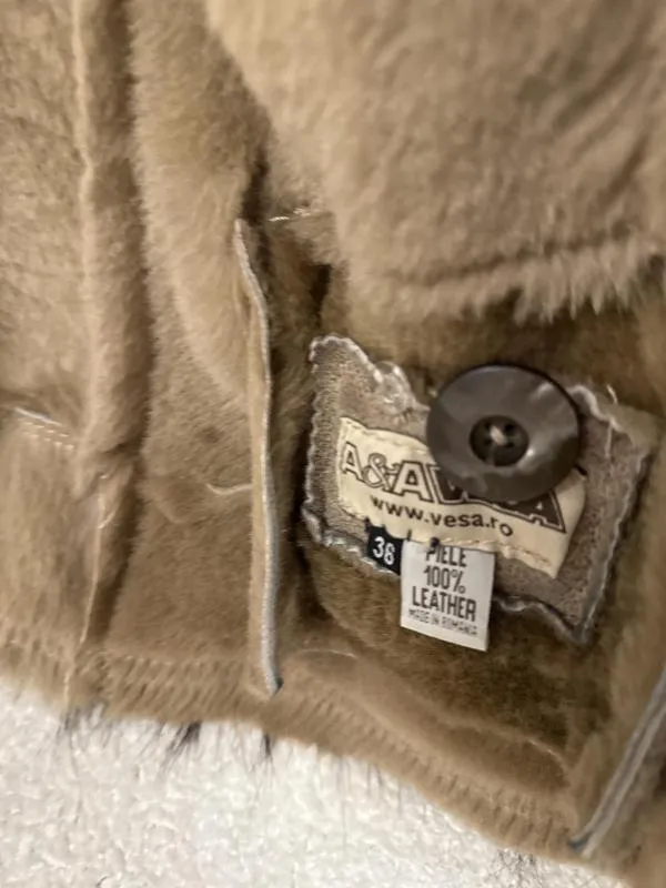 Geacă din piele A&A Vesa EU 36 | Caramel, Fără glugă, Blană naturală - Image 4