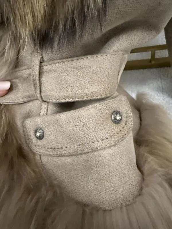 Geacă din piele A&A Vesa EU 36 | Caramel, Fără glugă, Blană naturală - Image 5