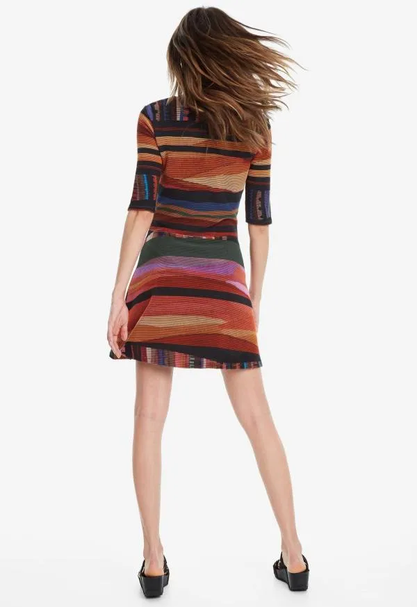Rochie casual Desigual EU 38 | Multicolor, Midi, Mânecă scurtă, Dungi, Raion - Image 3