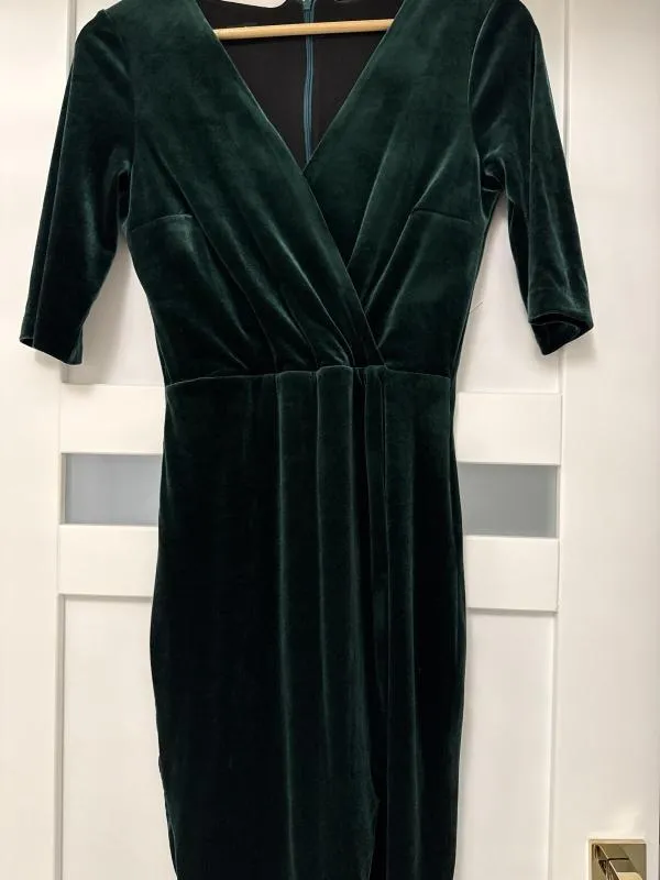 Rochie casual Fofy EU 36 | Verde, Midi, Mânecă scurtă, Design petrecut, Raion - Image 2
