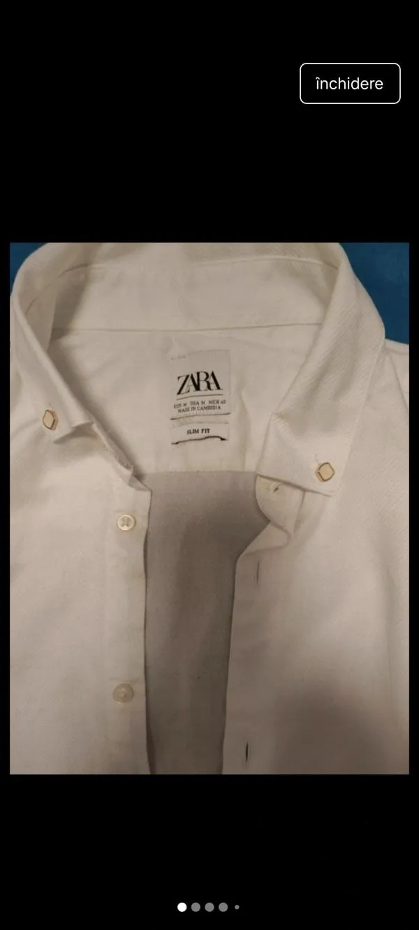 Cămașă Zara M | Alb, Mânecă lungă, Bumbac - Image 3