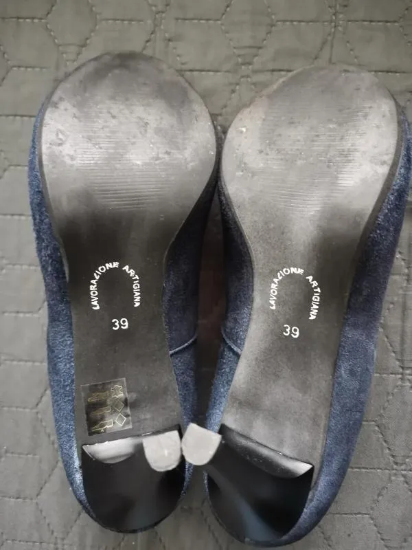 Pantofi cu toc înalt Leonardo EU 39 | Bleumarin, Piele întoarsă Suede - Image 4