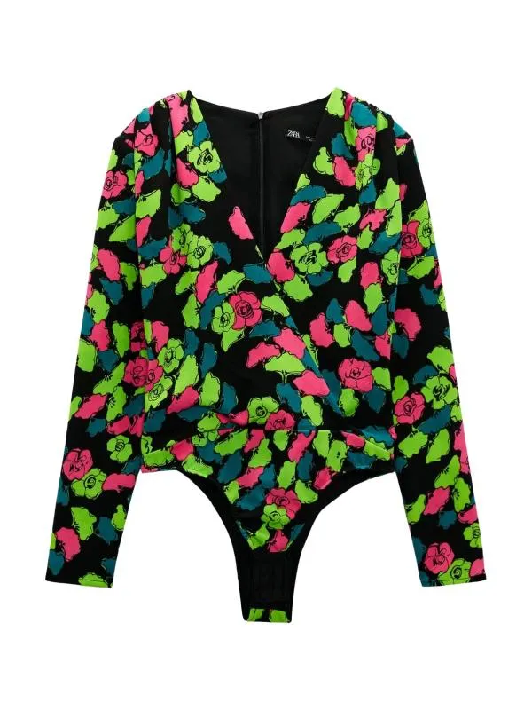 Body Zara M | Multicolor, Normal, Mânecă lungă, Floral & Tropical
