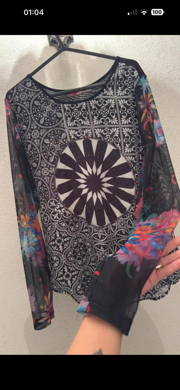 Bluză Desigual EU 36 | Multicolor, Normal, Mânecă lungă, Abstract & Color Block, Design asimetric - Image 6