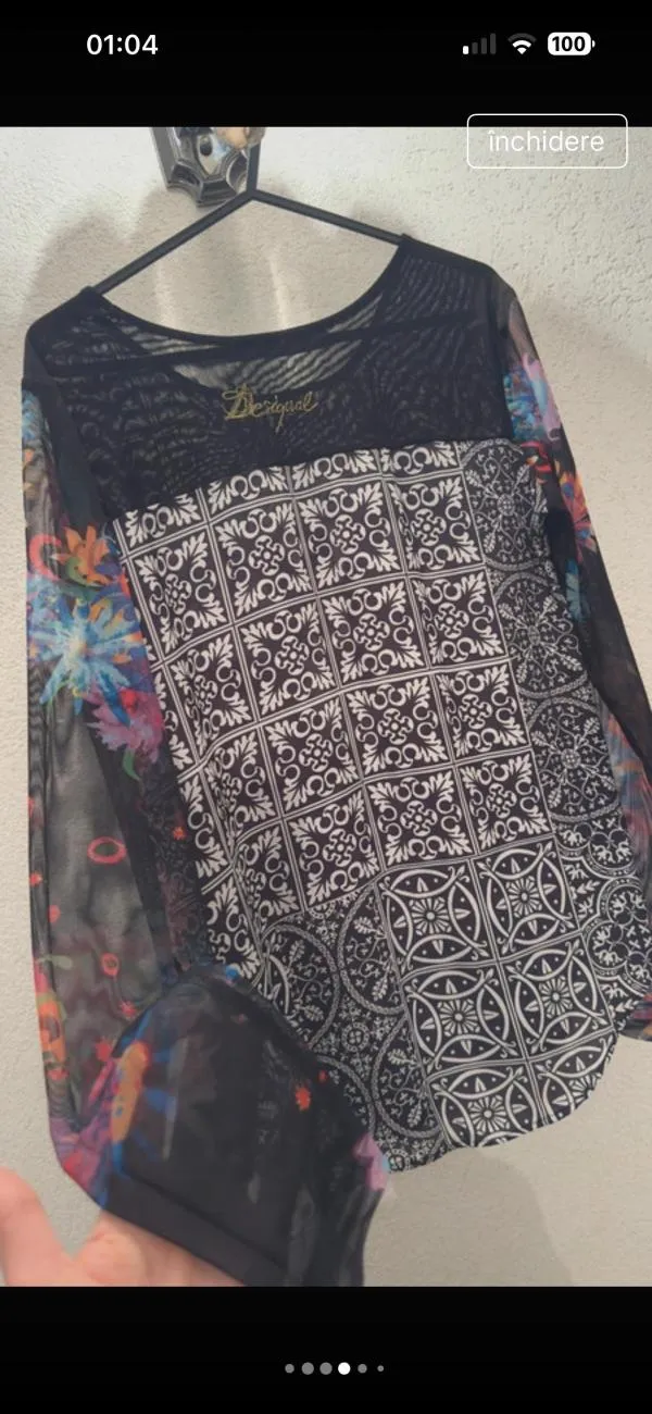 Bluză Desigual EU 36 | Multicolor, Normal, Mânecă lungă, Abstract & Color Block, Design asimetric - Image 4
