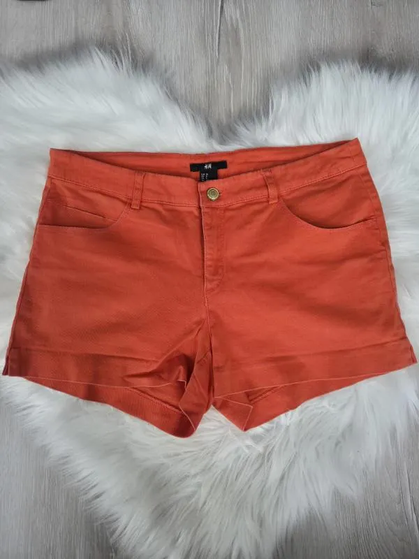 Blugi H&M EU 38 | Corai, Scurți, Talie medie, Bumbac - Image 2