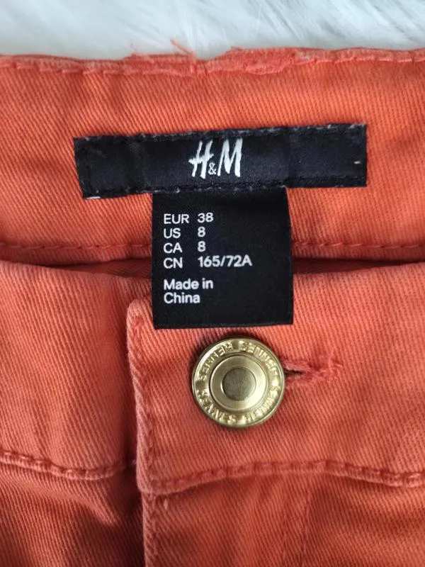 Blugi H&M EU 38 | Corai, Scurți, Talie medie, Bumbac - Image 4