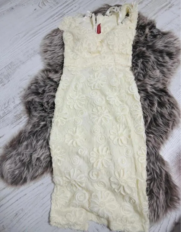 Rochie de seară Atmosphere S | Crem, Midi, Fără mâneci, Floral & Tropical - Image 2