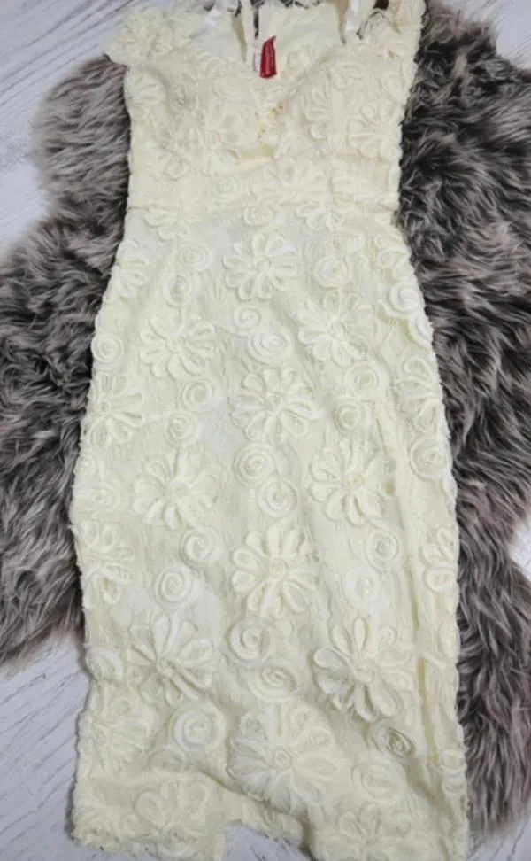 Rochie de seară Atmosphere S | Crem, Midi, Fără mâneci, Floral & Tropical - Image 5