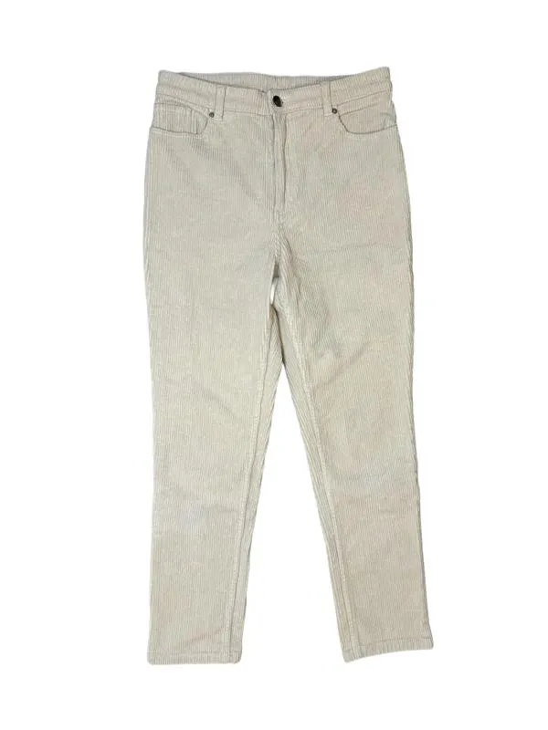 Pantaloni Monki EU 38 | Bej, Lungi, Talie înaltă, Reiat