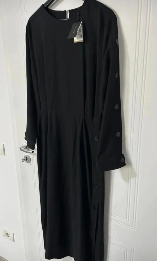 Rochie office Massimo Dutti EU 40 | Negru, Maxi, Mânecă lungă, Vâscoză - Image 6
