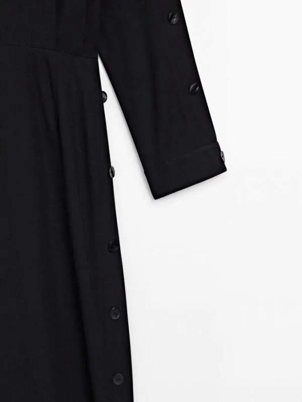 Rochie office Massimo Dutti EU 40 | Negru, Maxi, Mânecă lungă, Vâscoză - Image 3