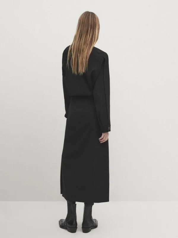 Rochie office Massimo Dutti EU 40 | Negru, Maxi, Mânecă lungă, Vâscoză - Image 5