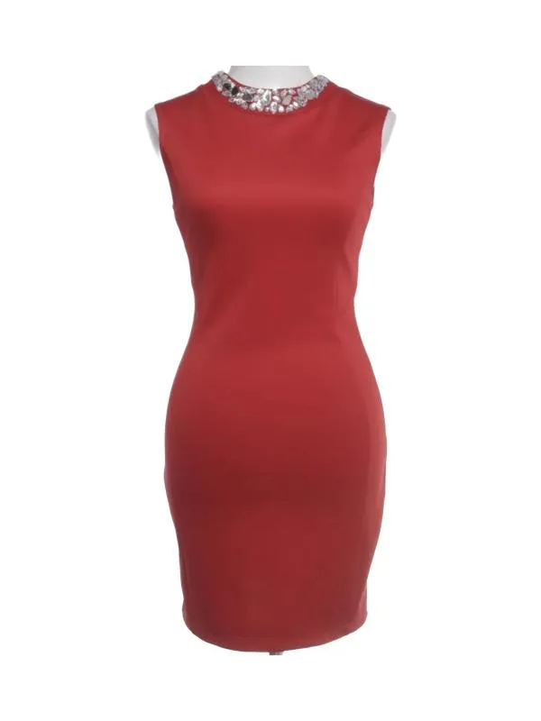 Rochie de ocazie Dorothy Perkins EU 36 | Roșu, Mini, Fără mâneci, Pietre decorative, Elastan