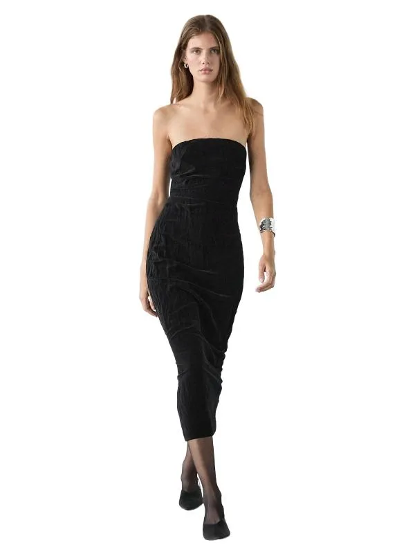 Rochie de seară Massimo Dutti EU 38 | Negru, Midi, Cu umerii goi