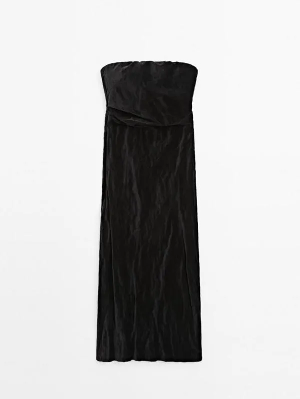 Rochie de seară Massimo Dutti EU 38 | Negru, Midi, Cu umerii goi - Image 5