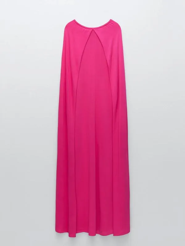 Rochie de seară Zara S | Fuchsia, Maxi, Mânecă lungă, Vâscoză - Image 2