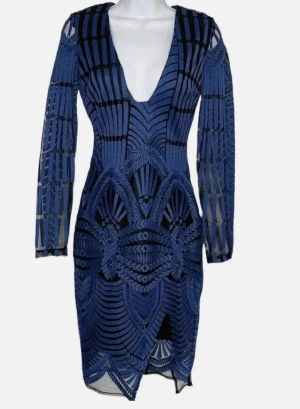 Rochie de ocazie Lavish Alice EU 38 | Albastru, Midi, Mânecă lungă, Poliester - Image 3