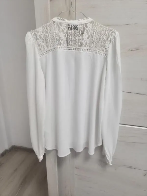 Cămașă Yessica EU 36 | Alb, Normal, Mânecă lungă, Dantelă, Vâscoză - Image 3