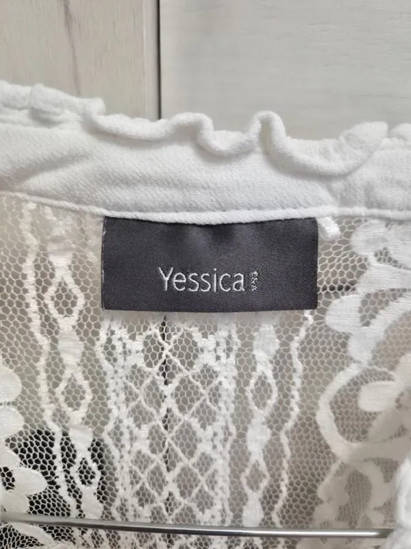 Cămașă Yessica EU 36 | Alb, Normal, Mânecă lungă, Dantelă, Vâscoză - Image 4