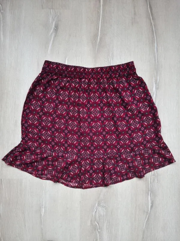 Fustă cu volane BLUE MOTION M | Burgundy, Mini, Cu fit, Floral & Tropical, Volane, Vâscoză - Image 2